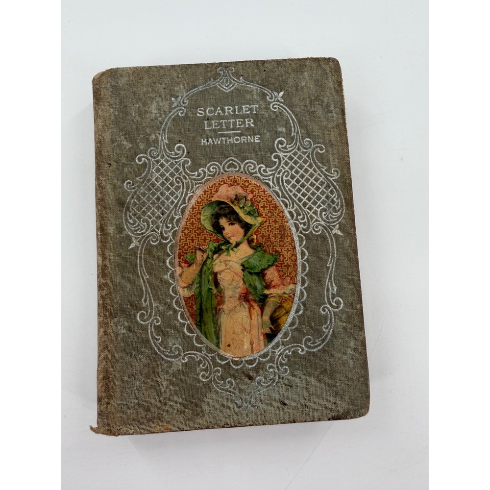 Antique The Scarlet Letter Nathaniel Hawthorne Hardcover Decorative Cloth Book